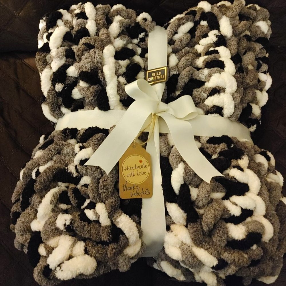 NEW- Hand Crocheted Chunky Yarn Blanket/Throw